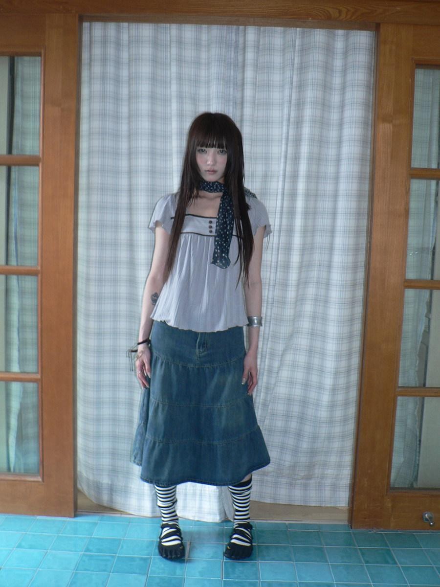ang project Vintage Washed Distressed Pleated Paneled High Waist Women&