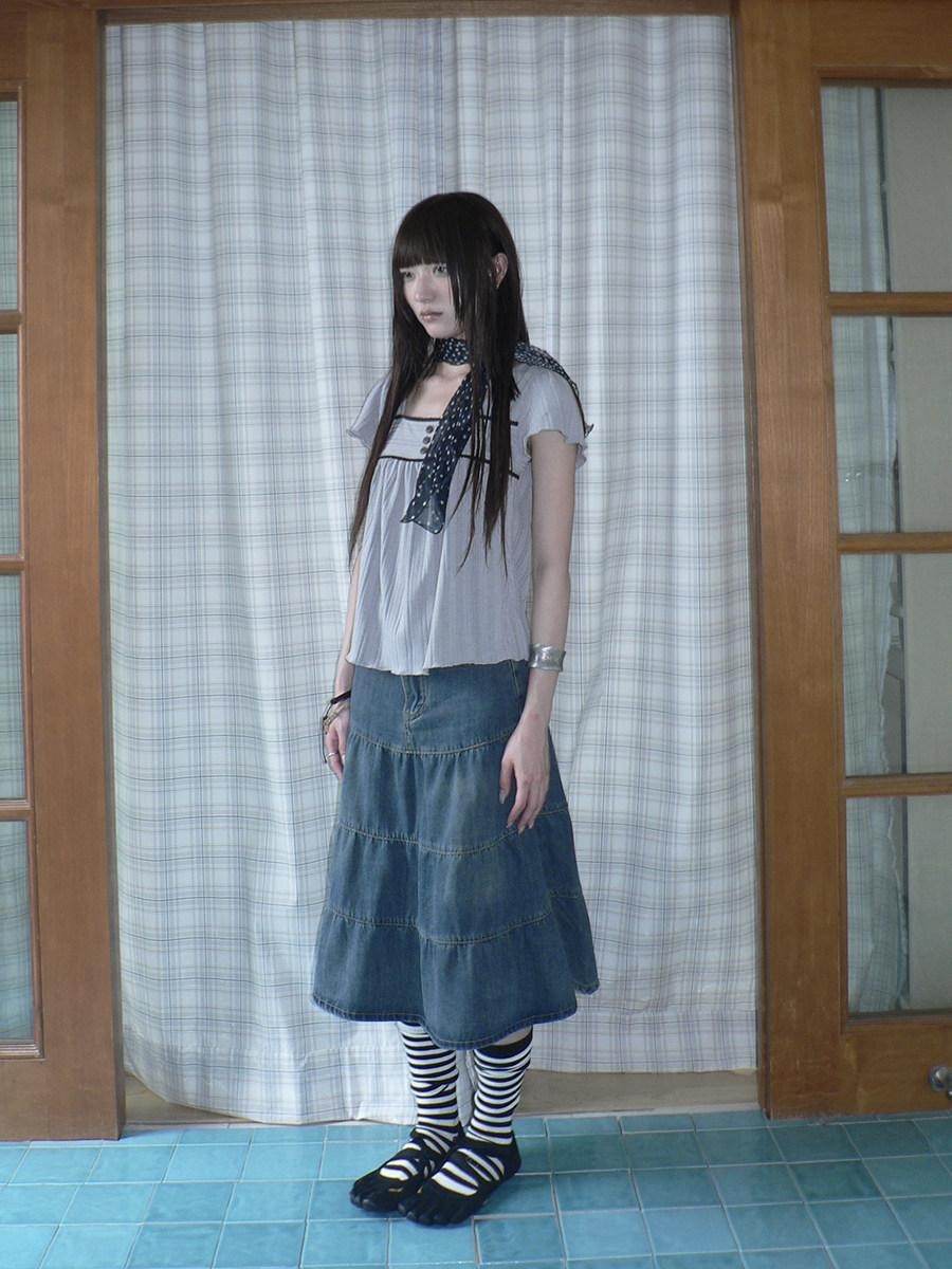 ang project Vintage Washed Distressed Pleated Paneled High Waist Women&
