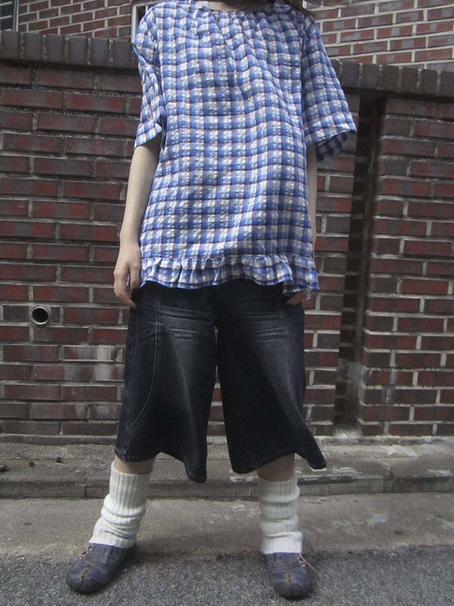 ang project Vintage Washed Distressed Relaxed Straight Cropped Jeans