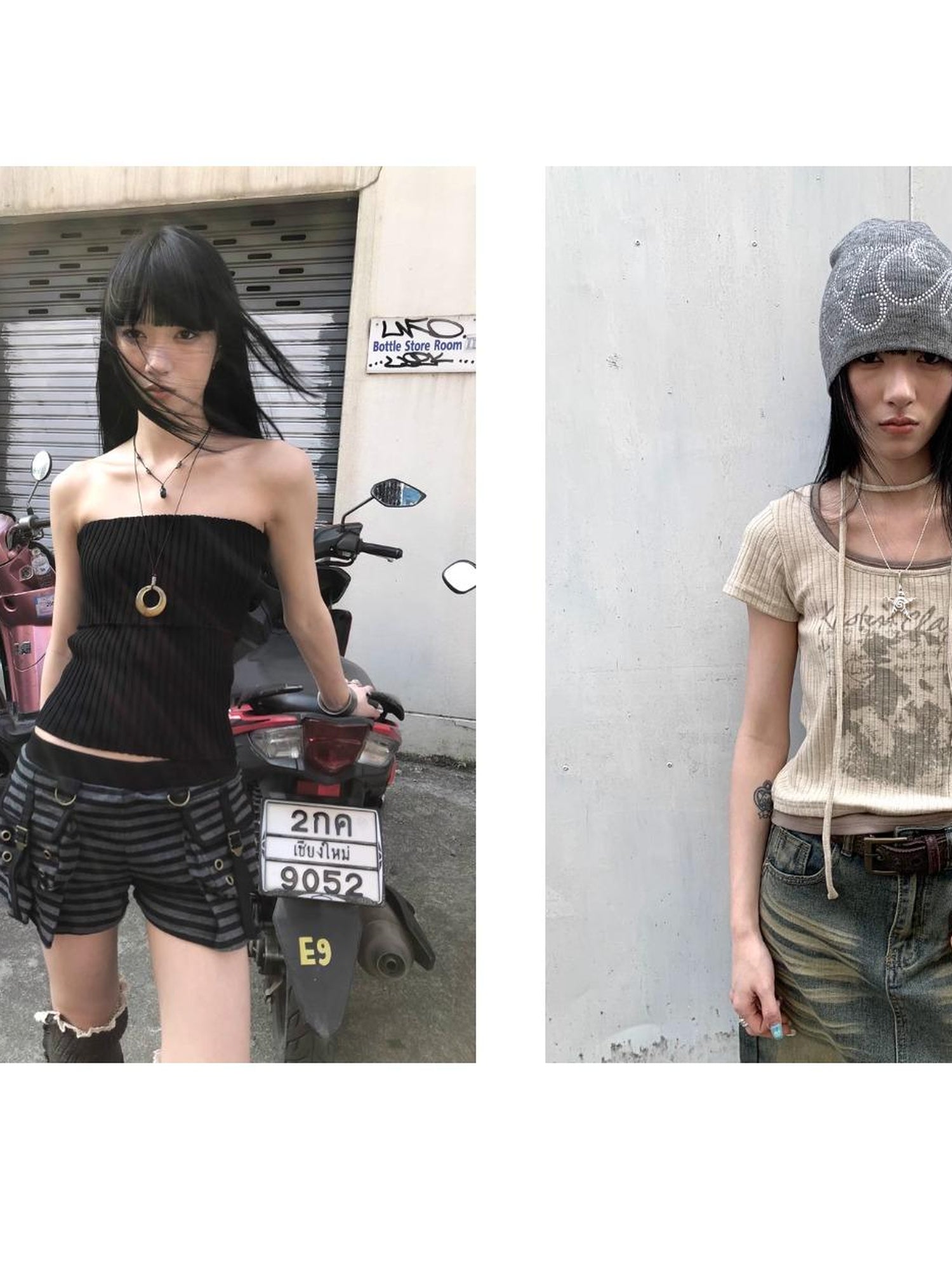 ang project Vintage Washed Distressed Side Slit Denim Maxi Skirt