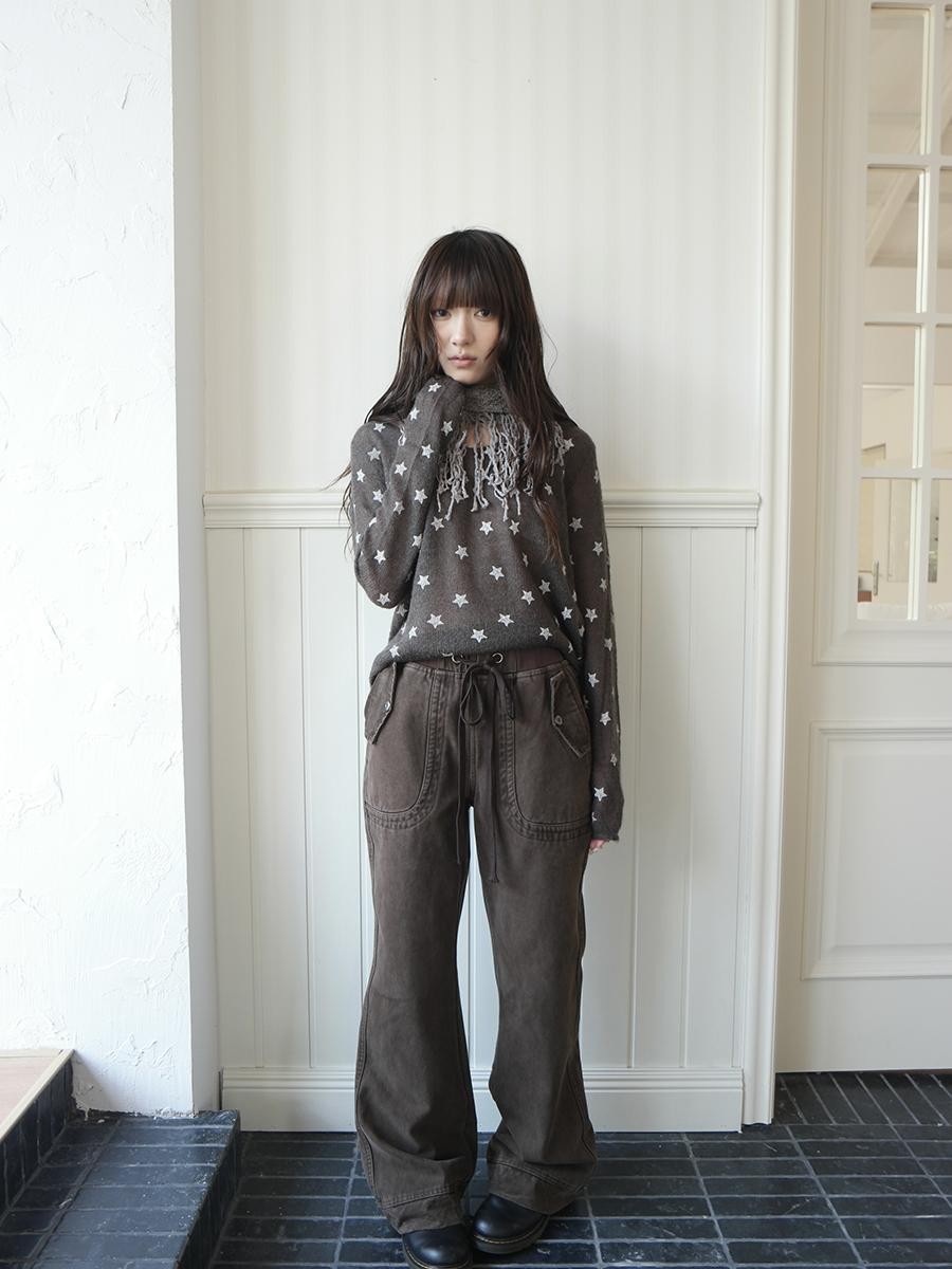 ang project Vintage Washed Drawstring Lace Up Fleece Lined Women&