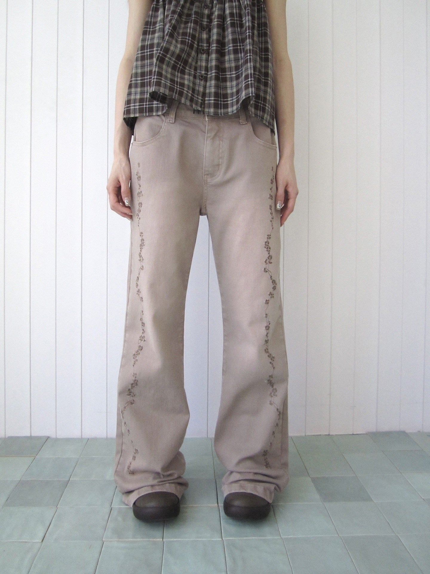ang project Vintage Washed Embroidered Floral Women&