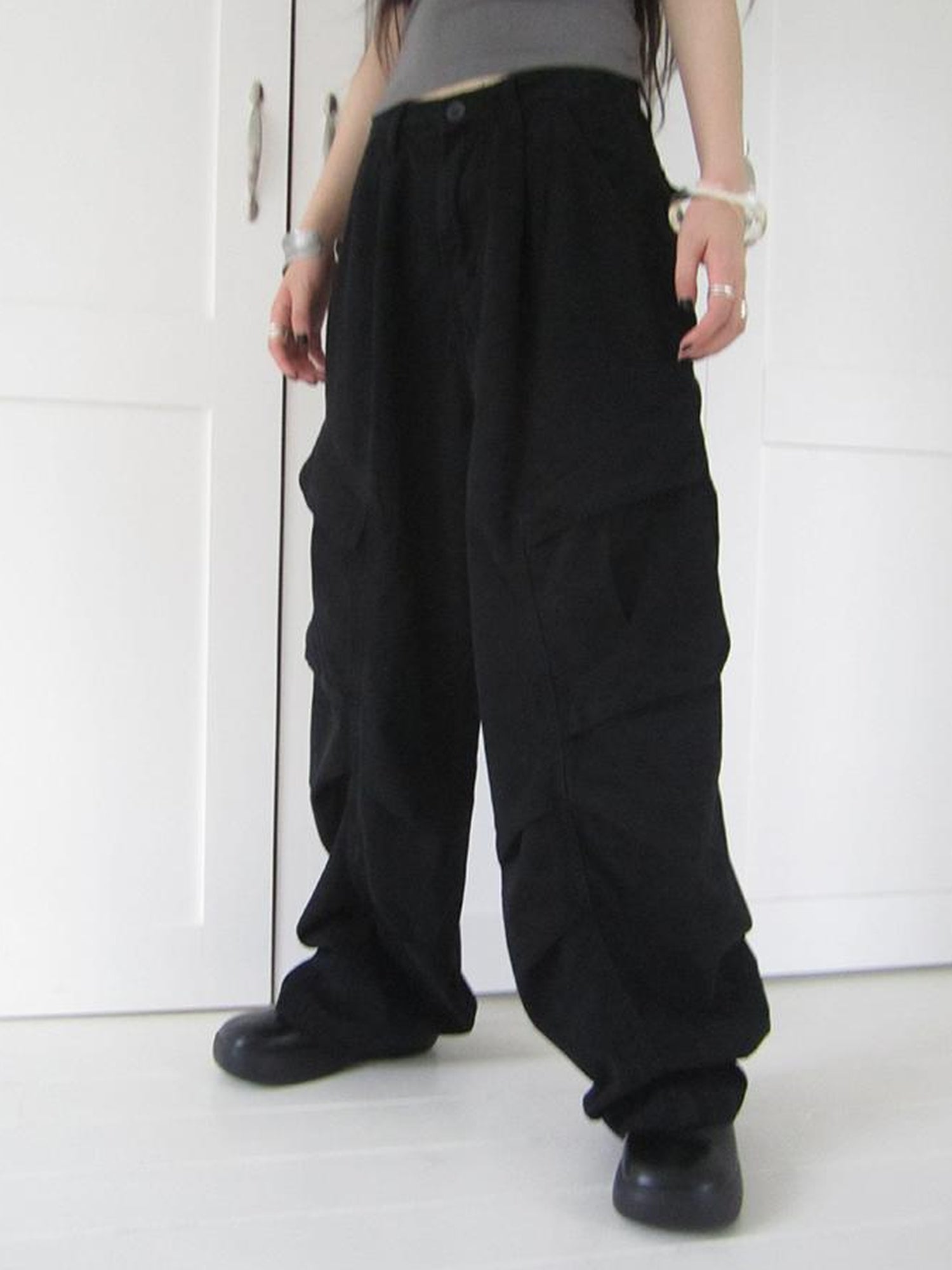 ang project Vintage Washed Pleated Pocket Cargo Pants