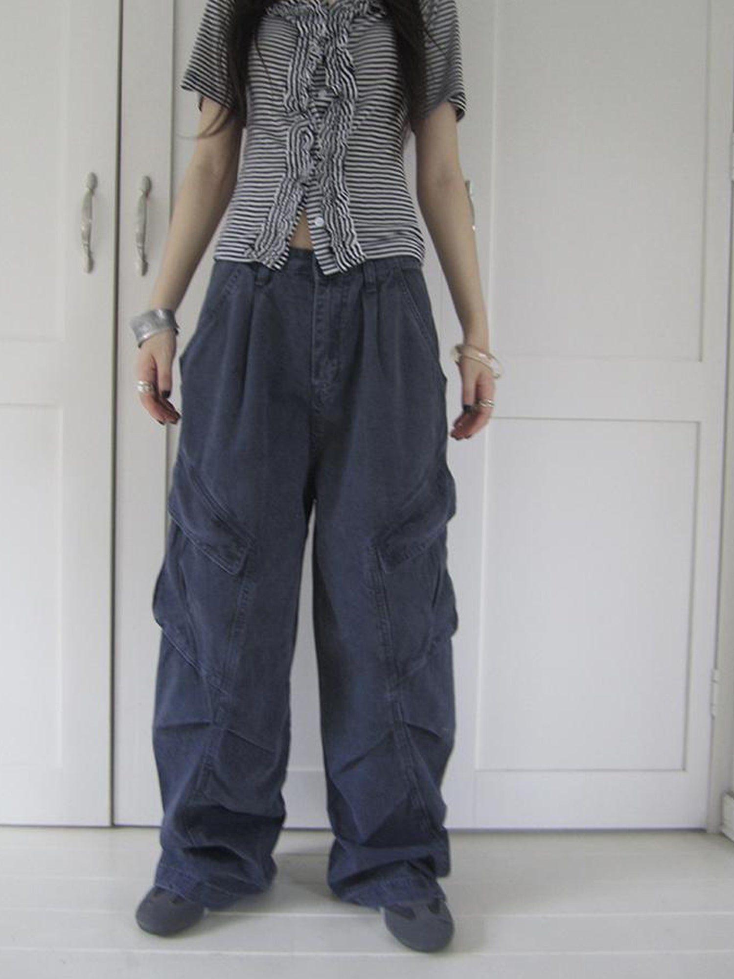 ang project Vintage Washed Pleated Pocket Cargo Pants