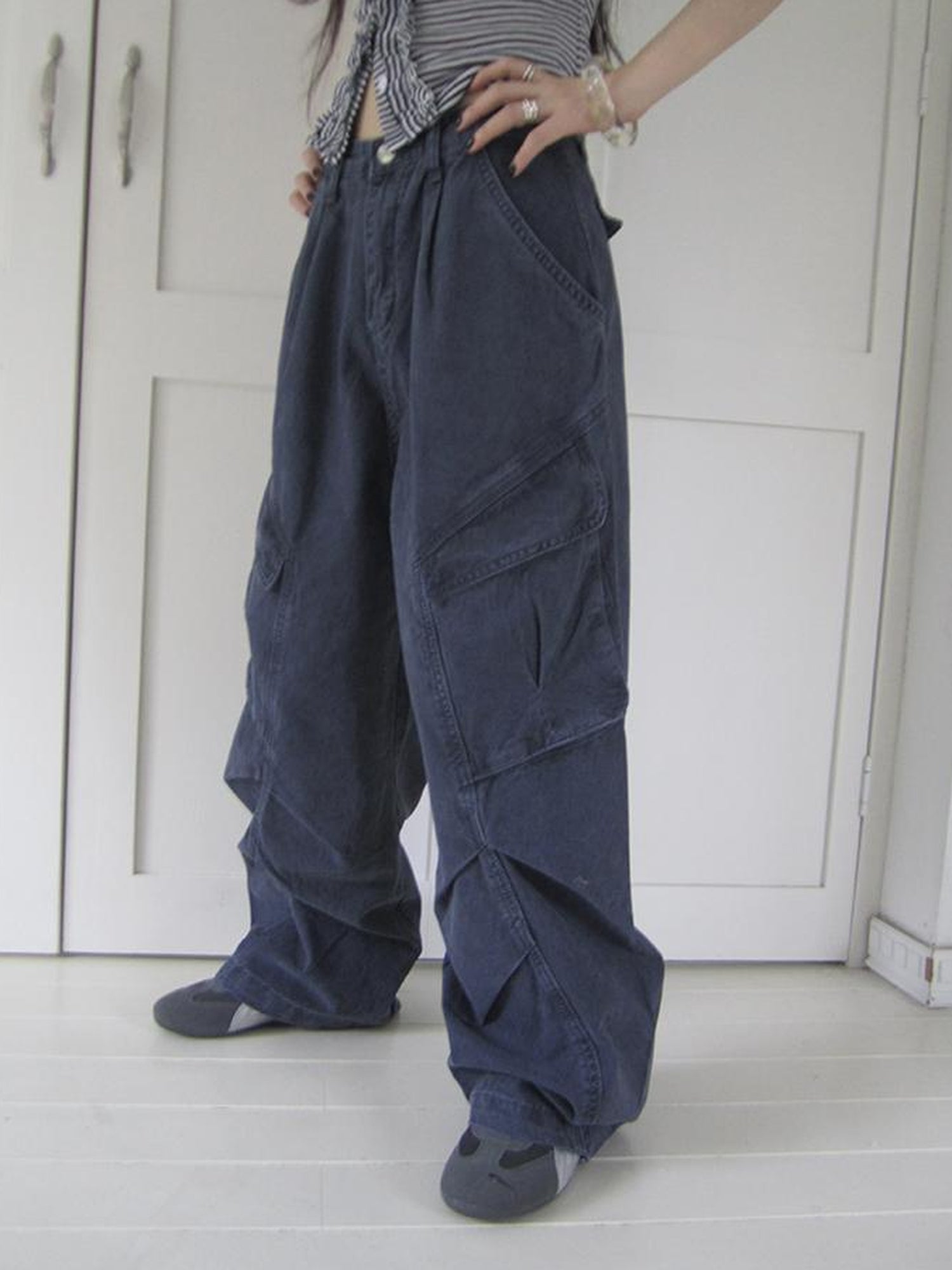 ang project Vintage Washed Pleated Pocket Cargo Pants