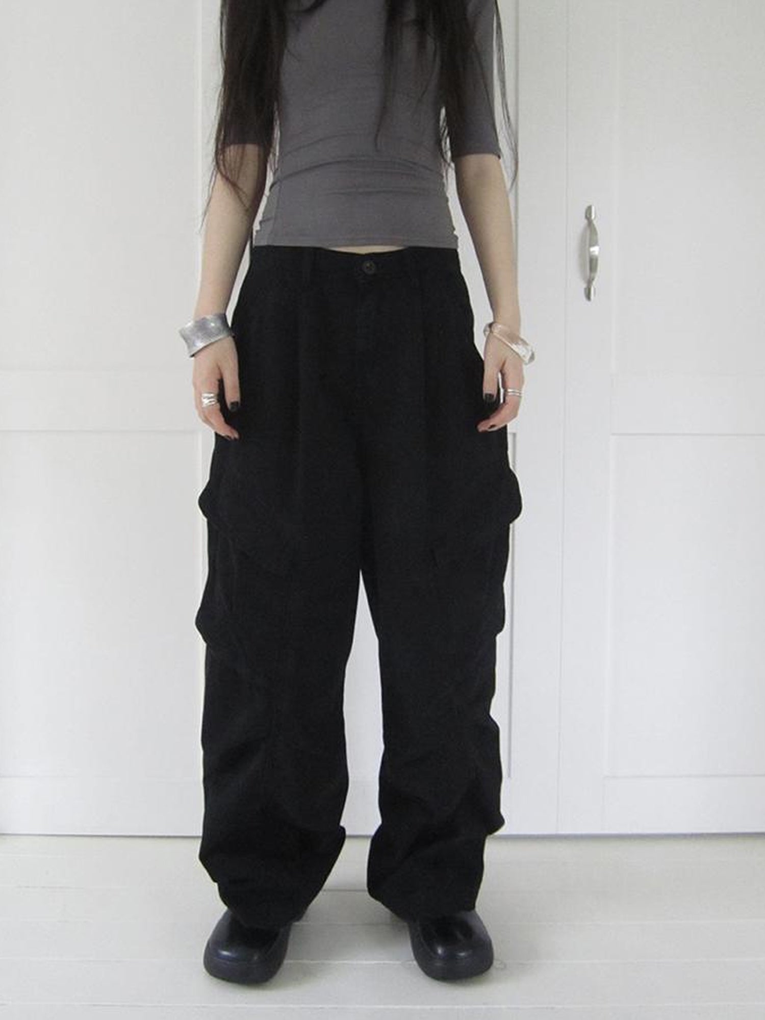 ang project Vintage Washed Pleated Pocket Cargo Pants