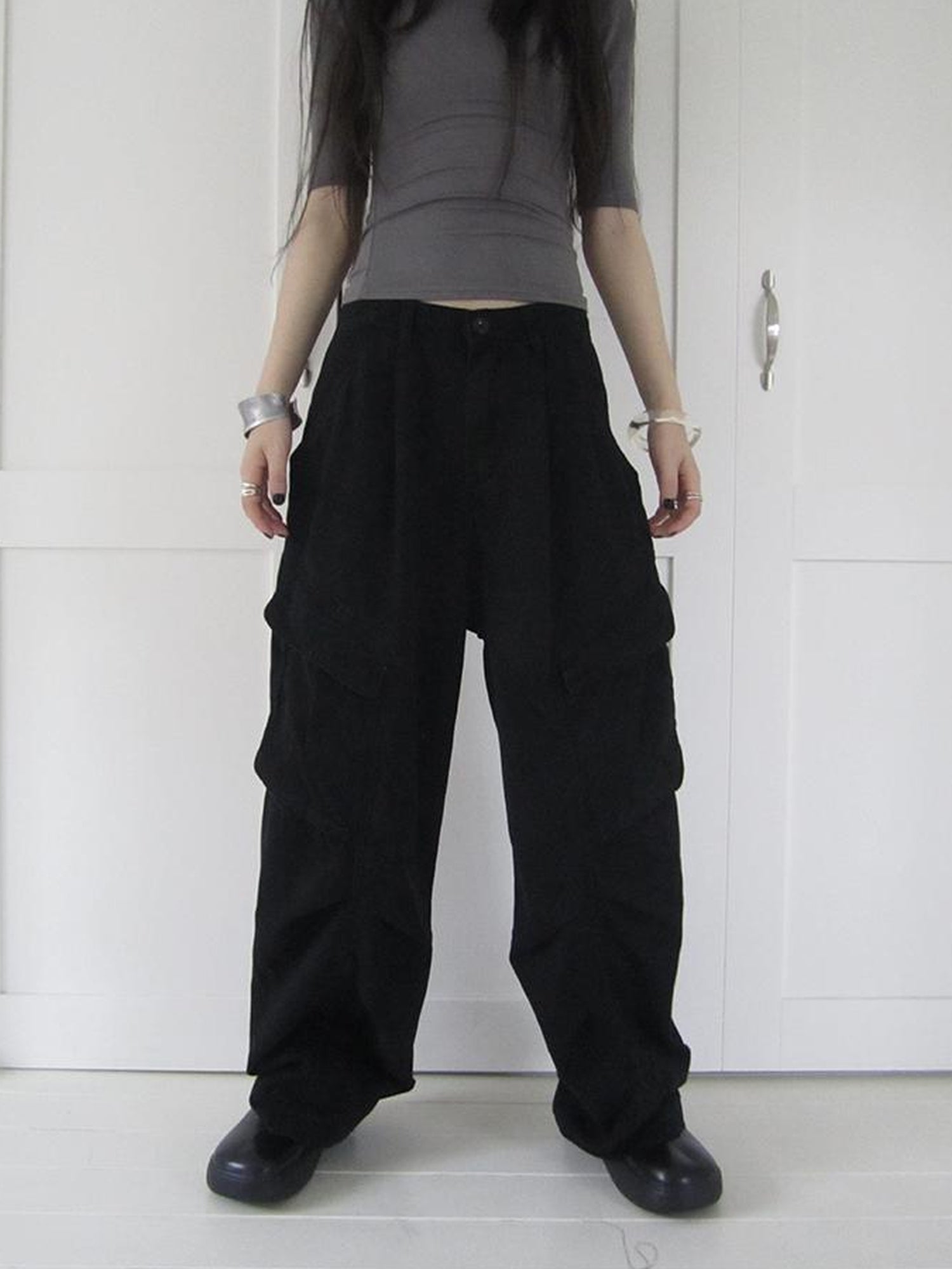 ang project Vintage Washed Pleated Pocket Cargo Pants