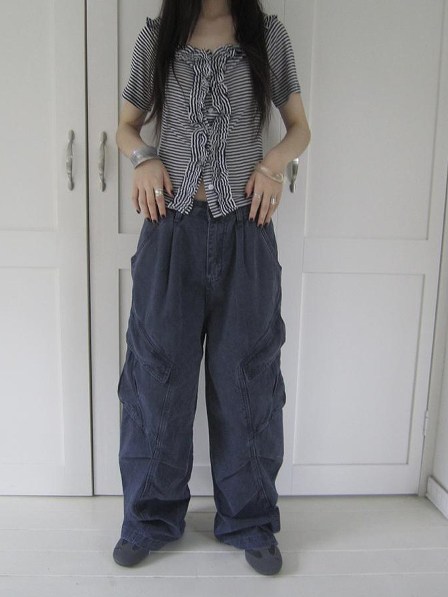 ang project Vintage Washed Pleated Pocket Cargo Pants
