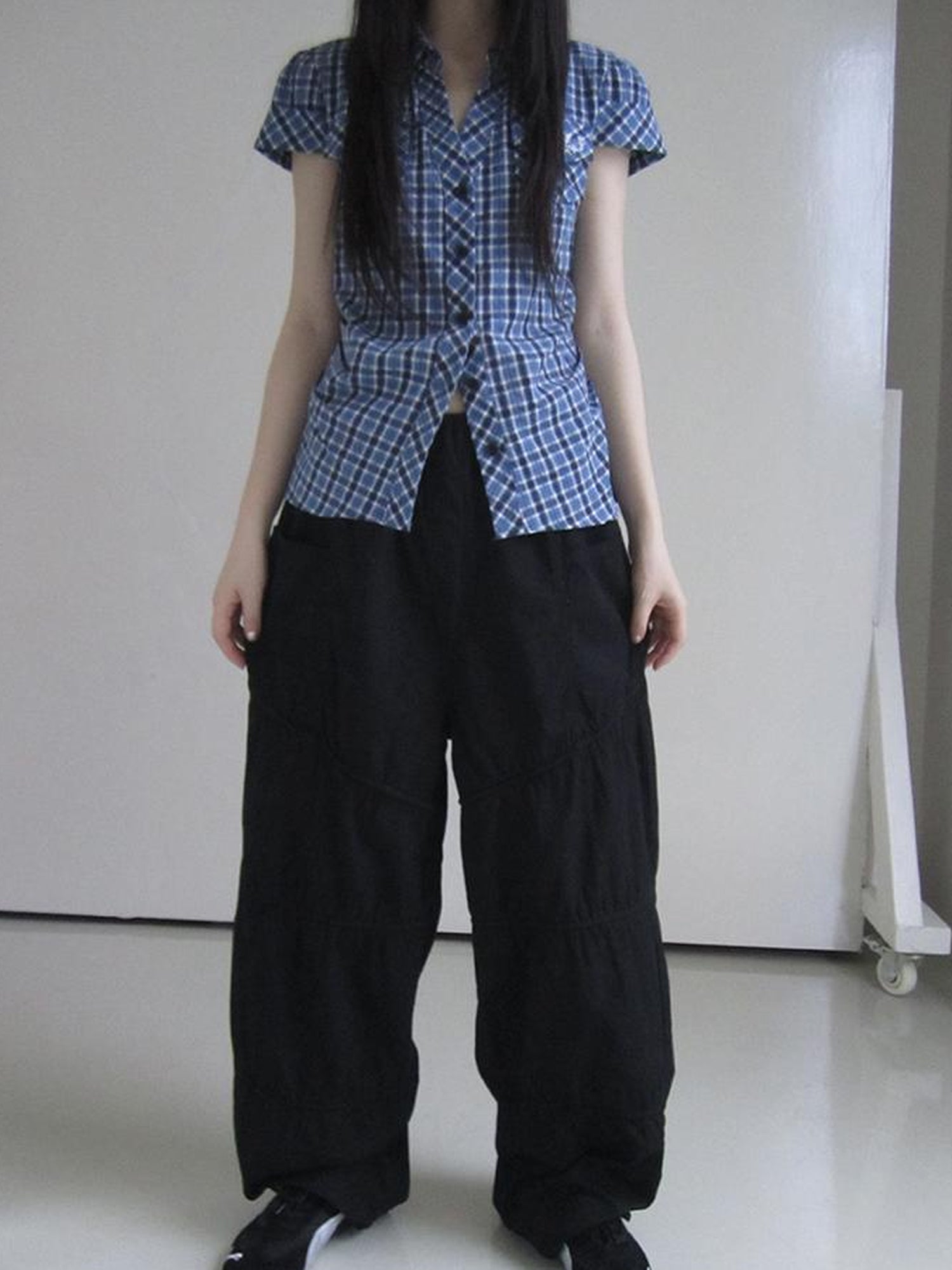 ang project Vintage Wide Leg Trousers With Adjustable Waist Tie
