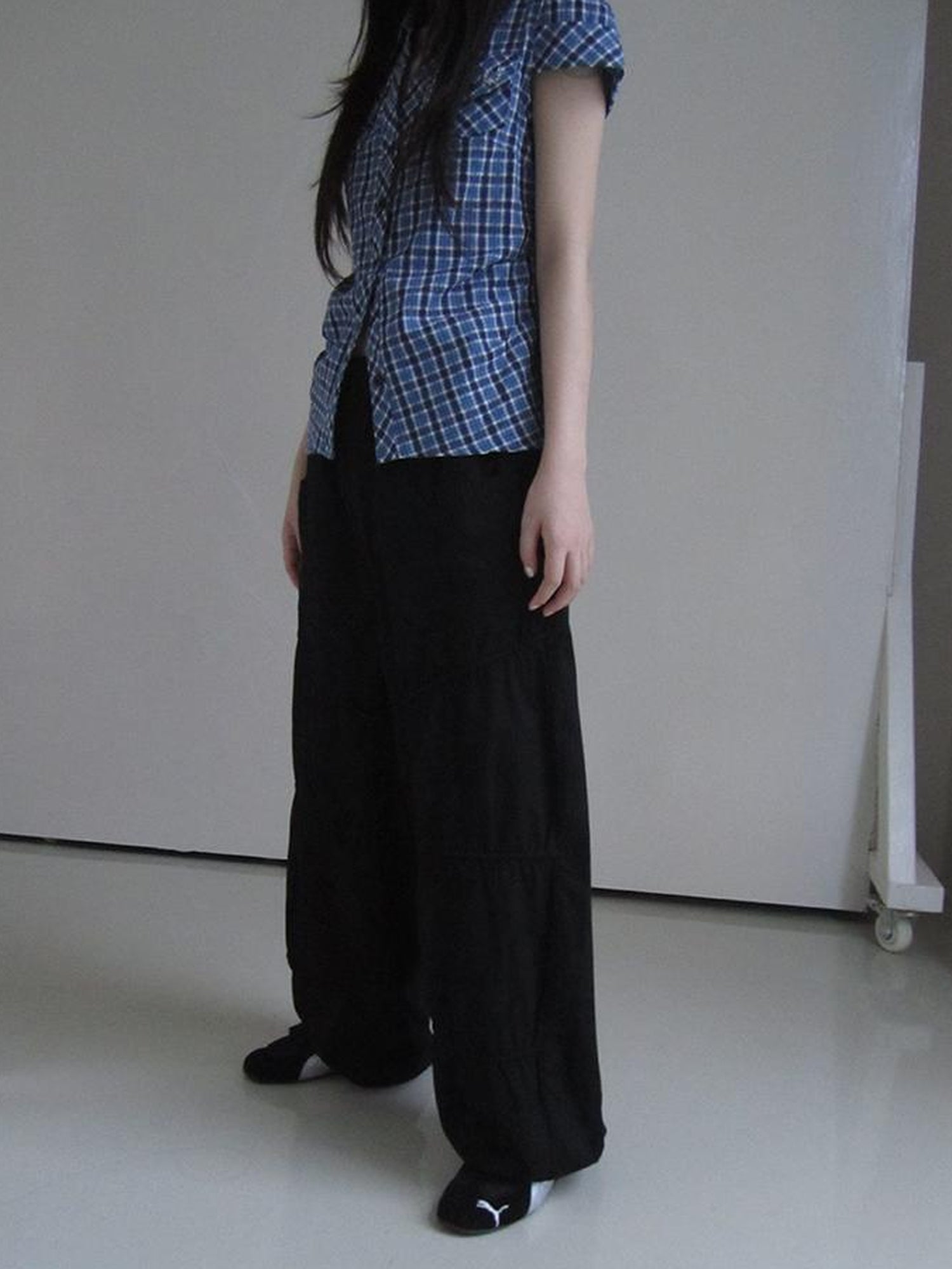 ang project Vintage Wide Leg Trousers With Adjustable Waist Tie