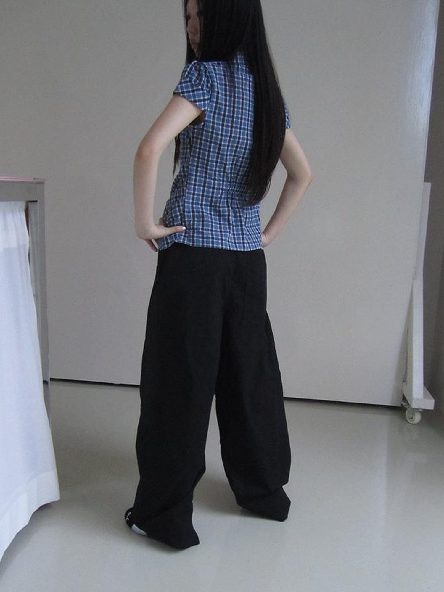 ang project Vintage Wide Leg Trousers With Adjustable Waist Tie