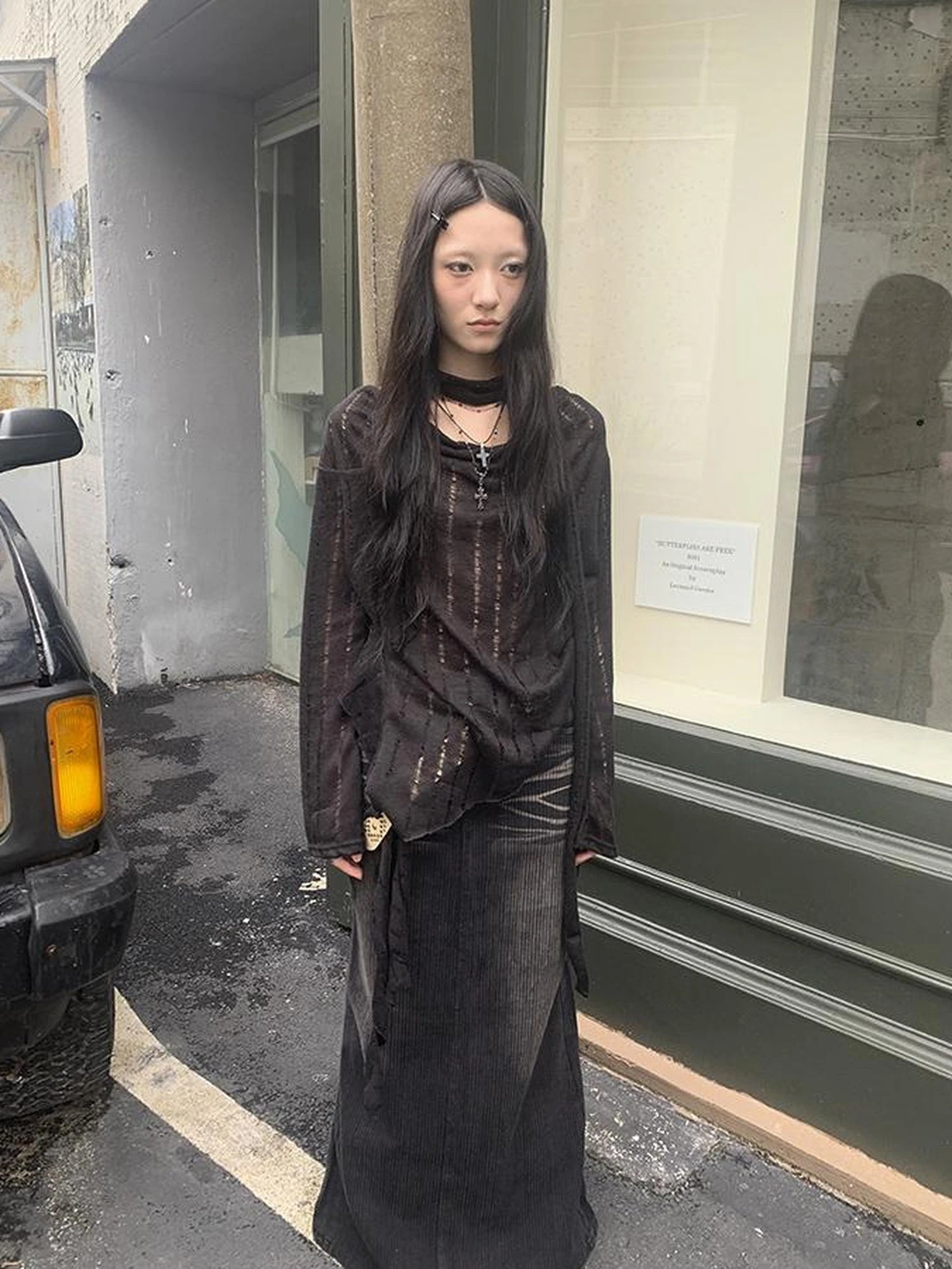 Wasteland Style Asymmetrical Collar Knit Top with Scarf