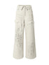 Punk Distressed Washed Silver Jeans Wide Leg Pants