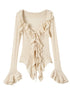 Vintage Lace Ruffle Bell Sleeve Blouse Shirt