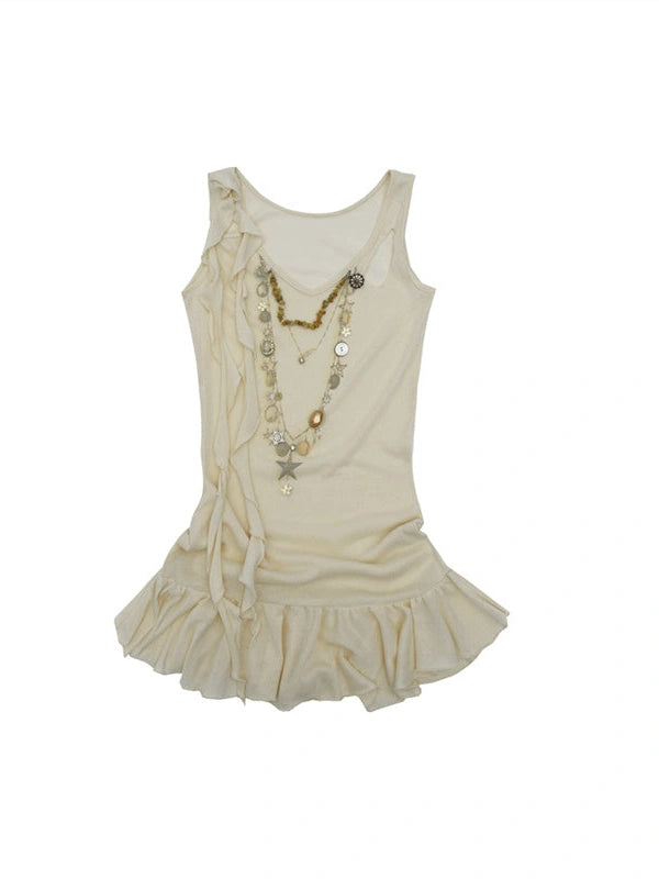 Vintage Shell Necklace Handmade Lace Trim Camisole Top