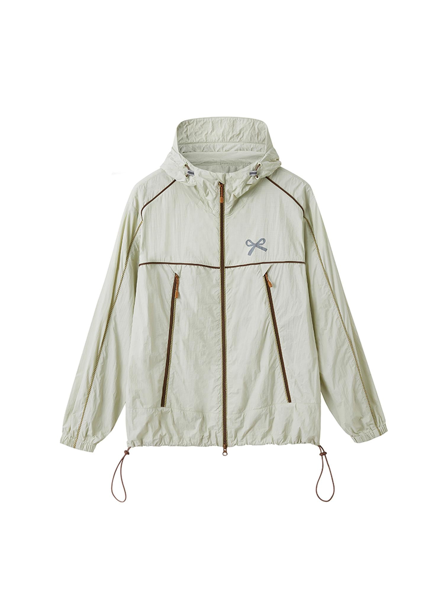 DIDDI MODA Breathable UV Proof Colorblock Hooded Jacket With Bow