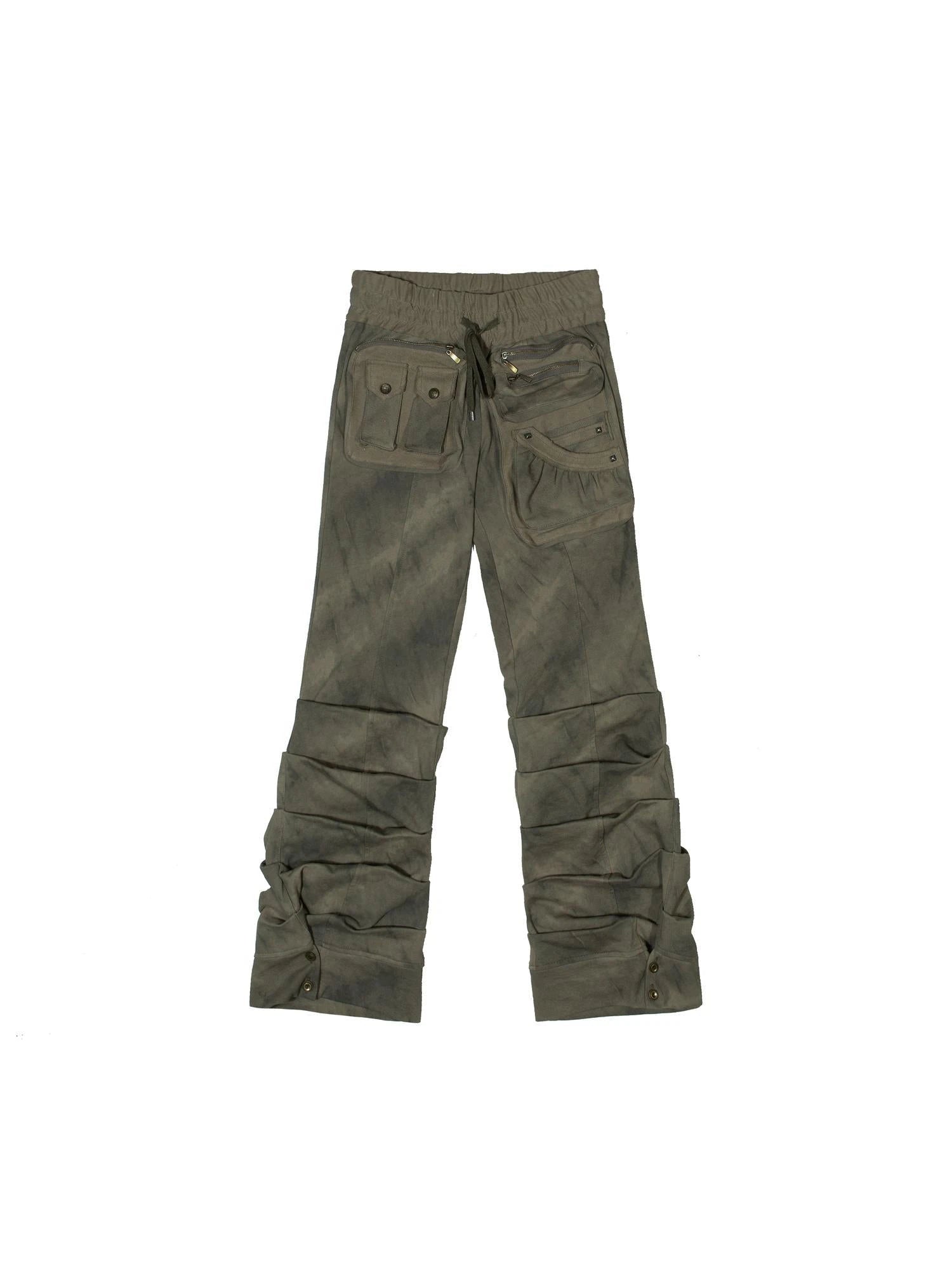 Industrial Punk Pocket Pants Low Waist Loose Streetwear For Women