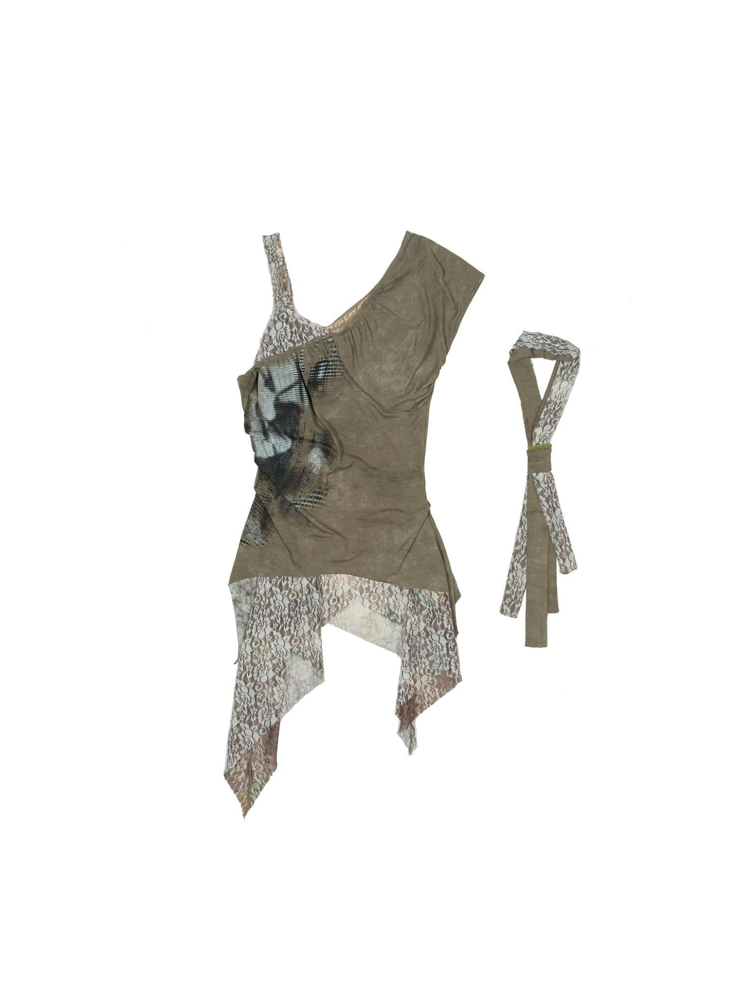 ARIADNAw Punk Asymmetrical Layered Bralette With Scarf