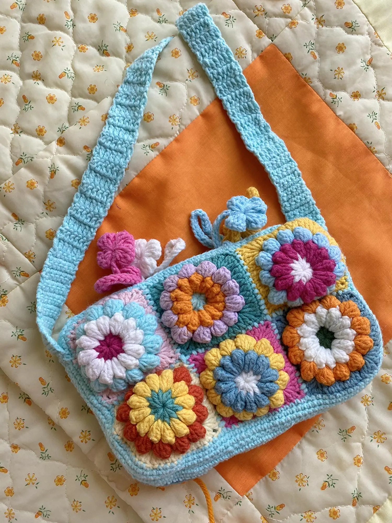 Japanese Multicolor Knit Wool Detachable Collar Bag 12 Styles