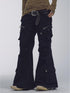 NONAME SPACE Cotton Relaxed Flared Pants With Metal Studs Multi Pockets