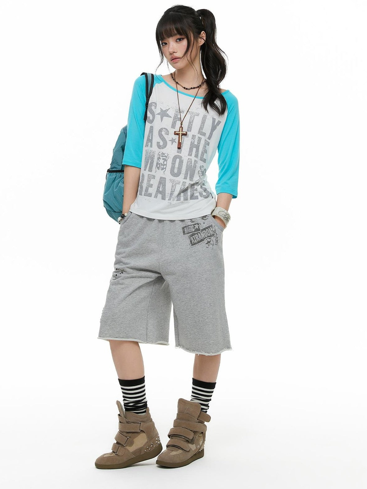 atrandom Beetle Colorblock Raglan Print Women&