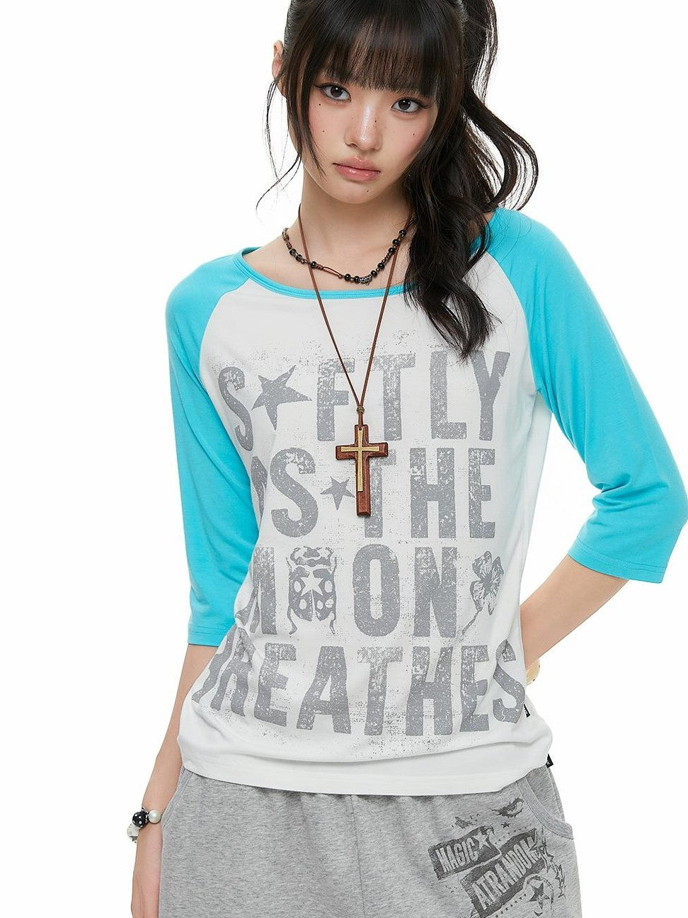 atrandom Beetle Colorblock Raglan Print Women&