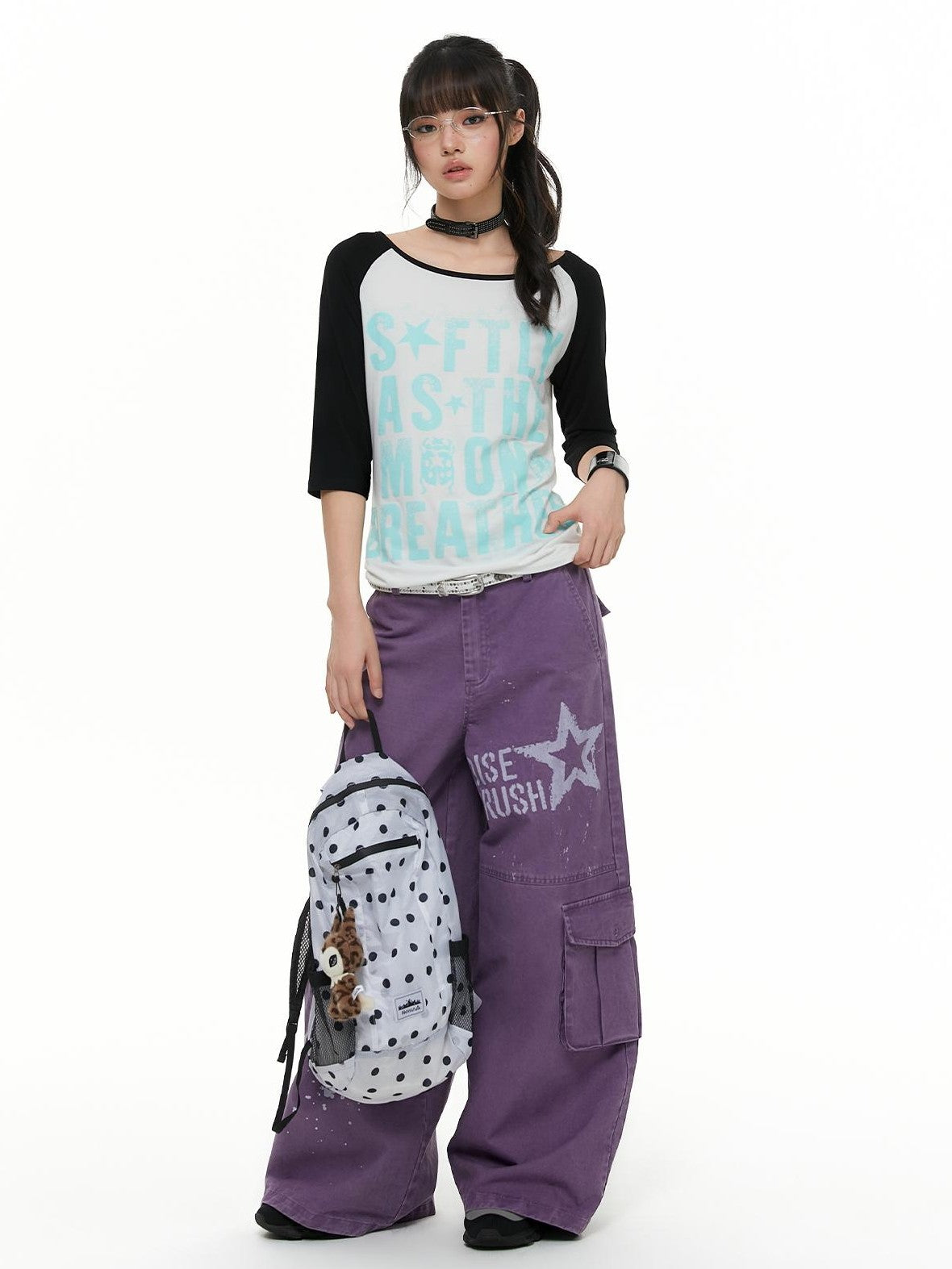 atrandom Beetle Colorblock Raglan Print Women&