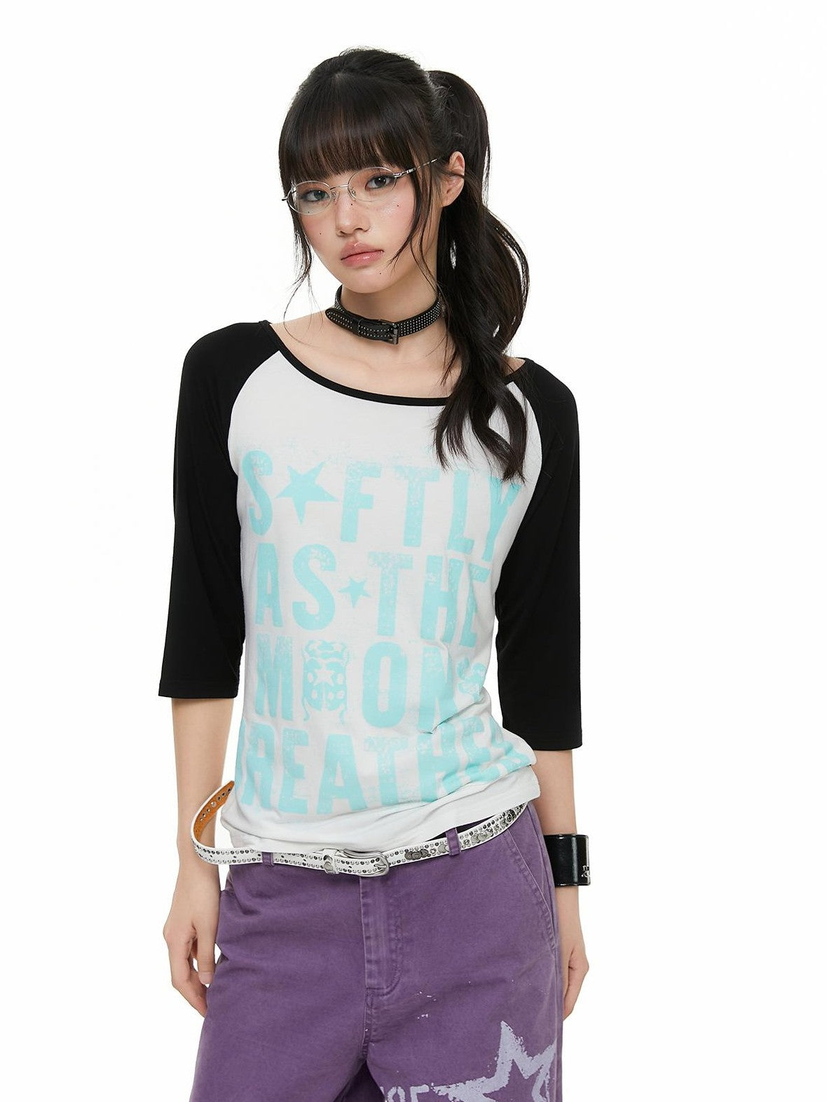 atrandom Beetle Colorblock Raglan Print Women&