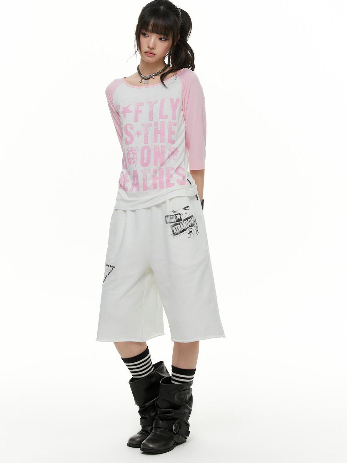 atrandom Beetle Colorblock Raglan Print Women&