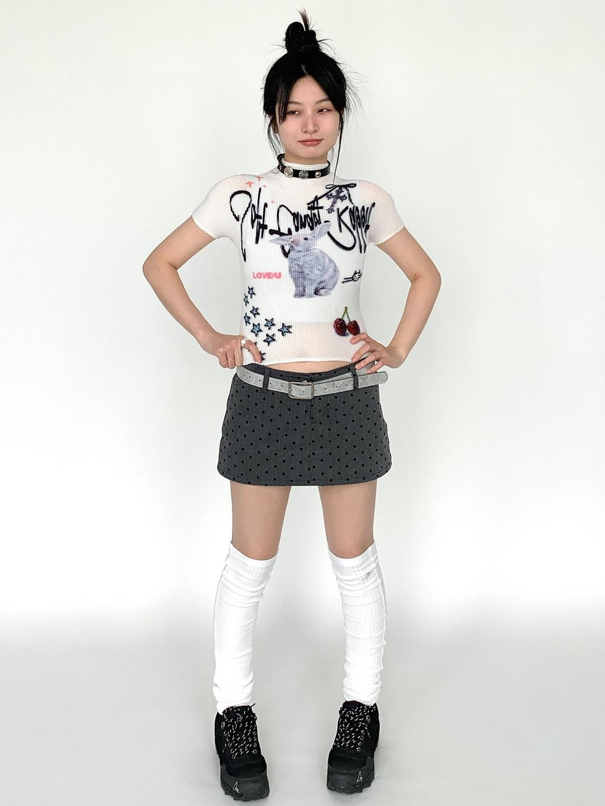 atrandom Candy Rabbit Ruched Stretch Print Women&