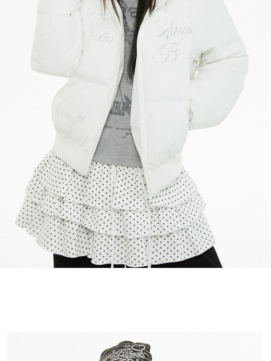 atrandom Cropped Fur Collar Detachable Hood Slim Fit Women&