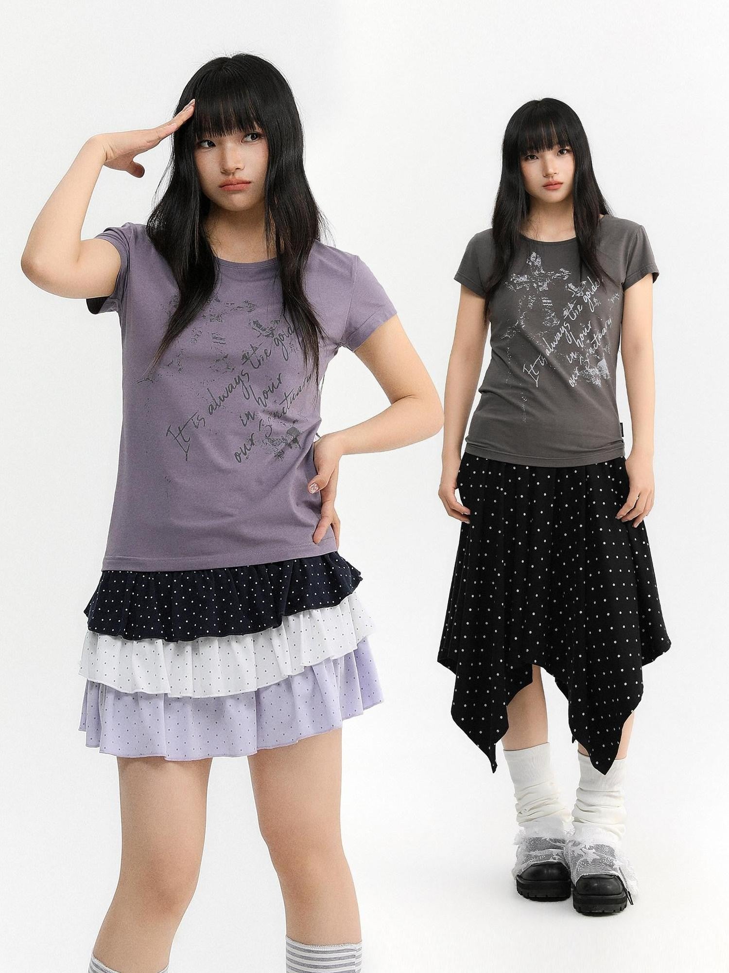 atrandom Cross Letter Print Slim Fit Women&