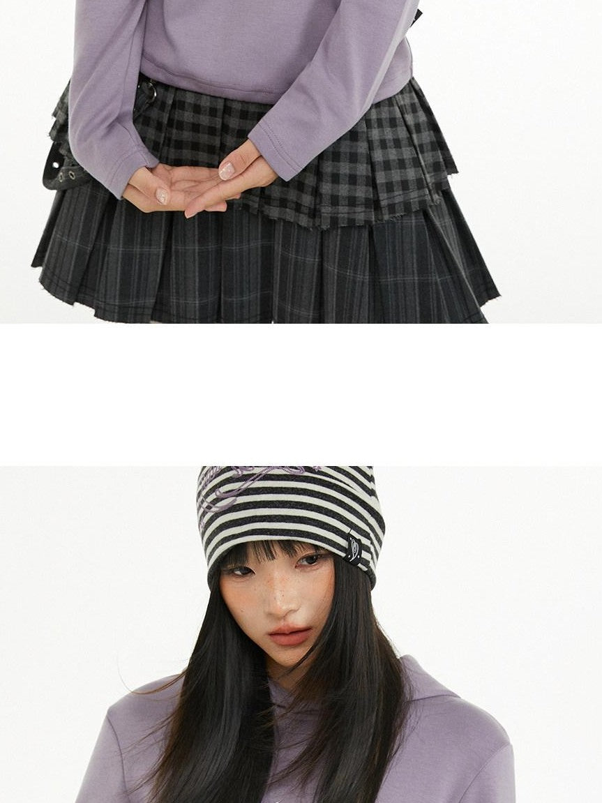 atrandom Dark Gray Air Layer Letter Print Drawstring Hooded Women&