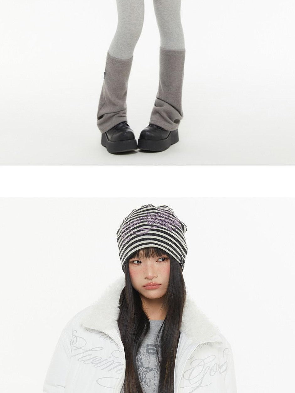 atrandom Dark Gray Zebra Stripe Spliced Brushed Fleece Women&