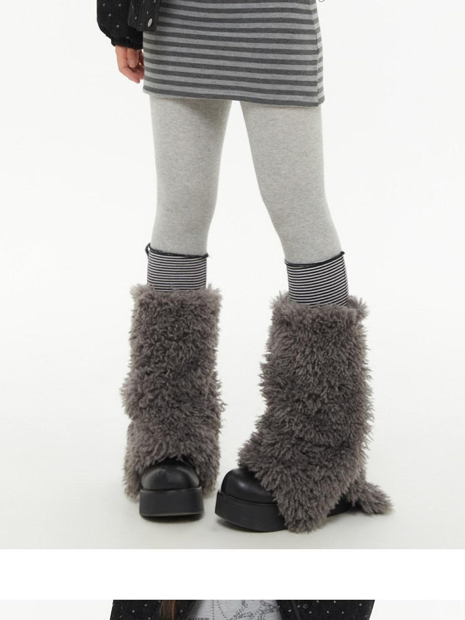 atrandom Dark Gray Zebra Stripe Spliced Brushed Fleece Women&
