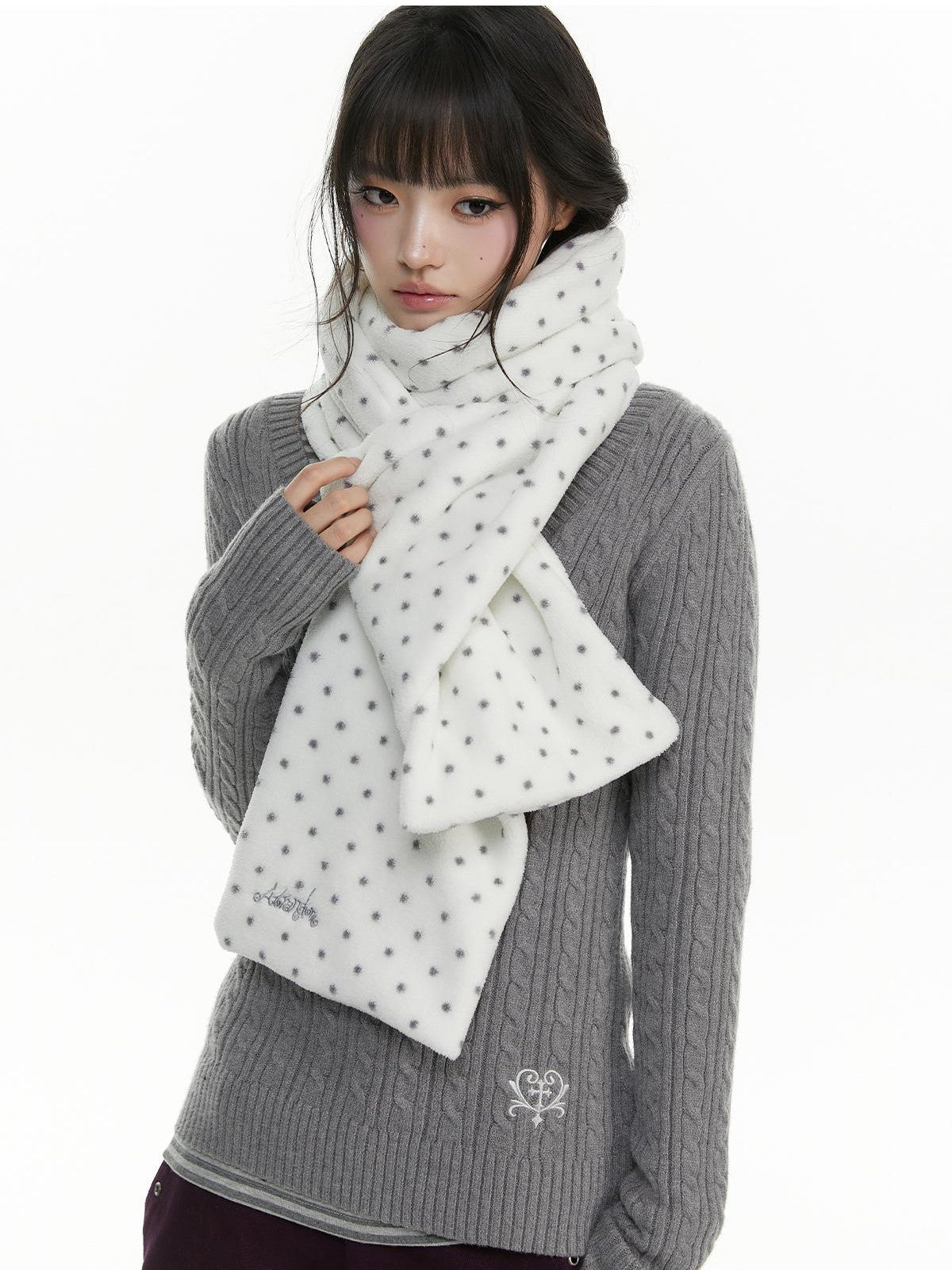atrandom Fuzzy Shell Embroidered Polka Dot Women&