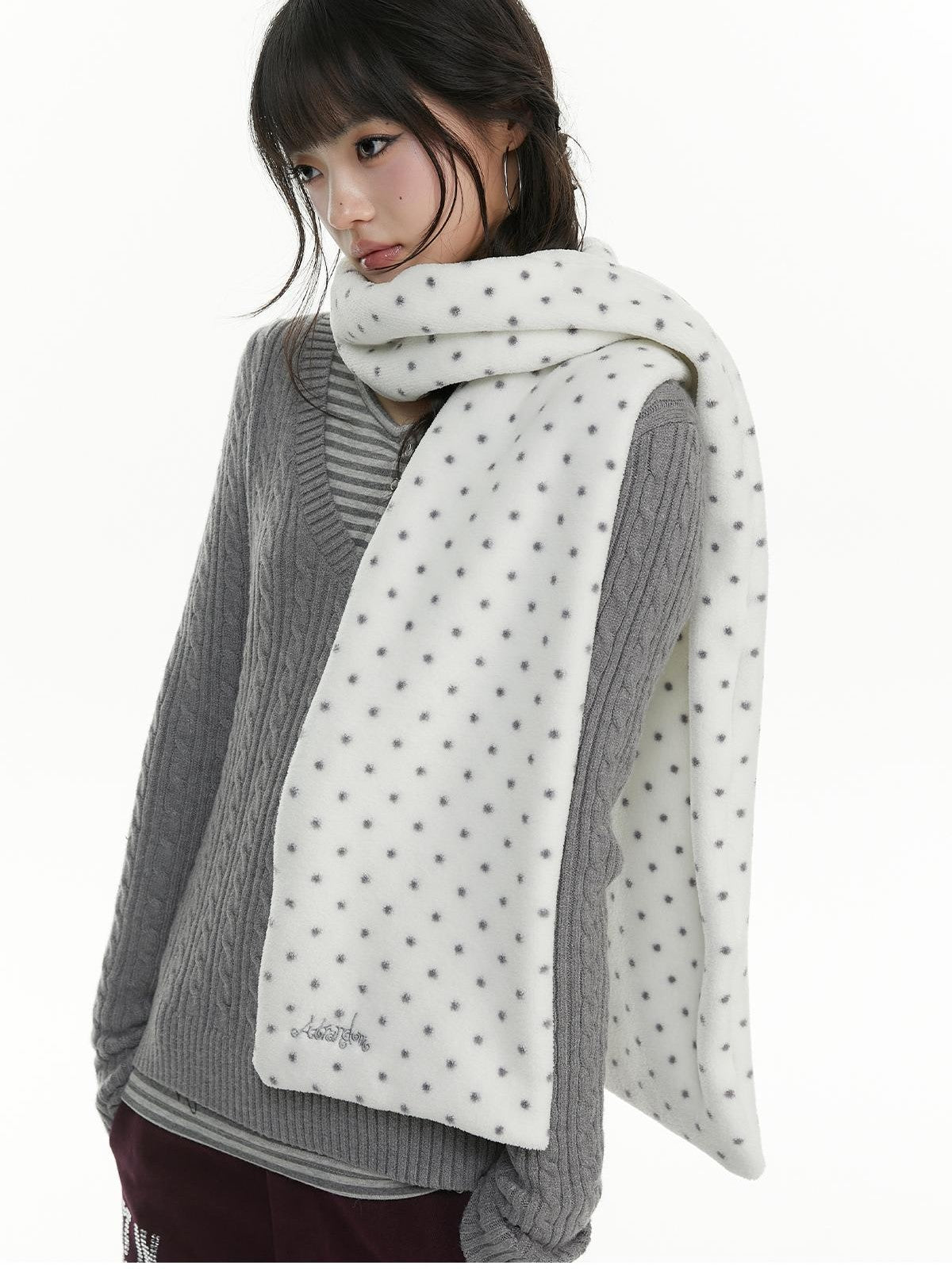 atrandom Fuzzy Shell Embroidered Polka Dot Women&