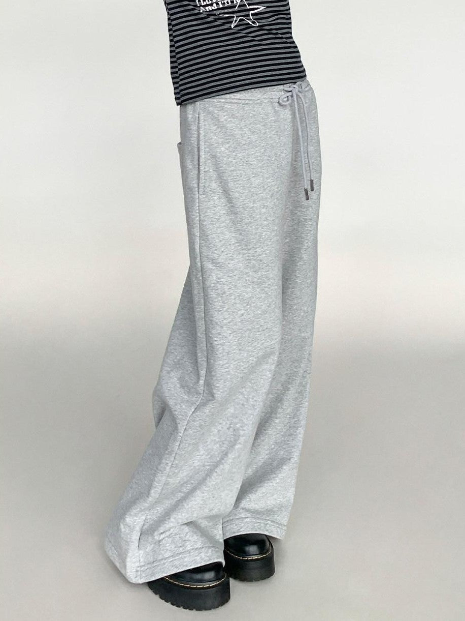 atrandom Gray Drawstring Elastic Waist Terry Women&