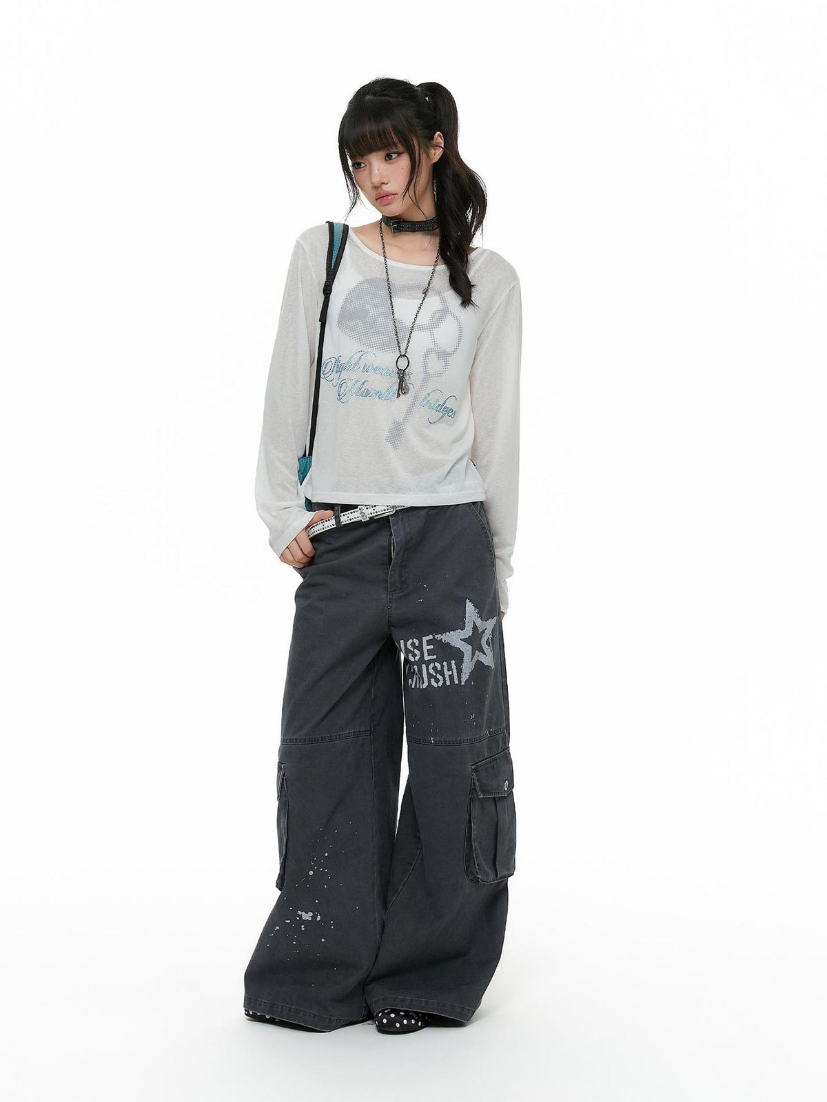 atrandom Heart Lock Rhinestone Print Women&