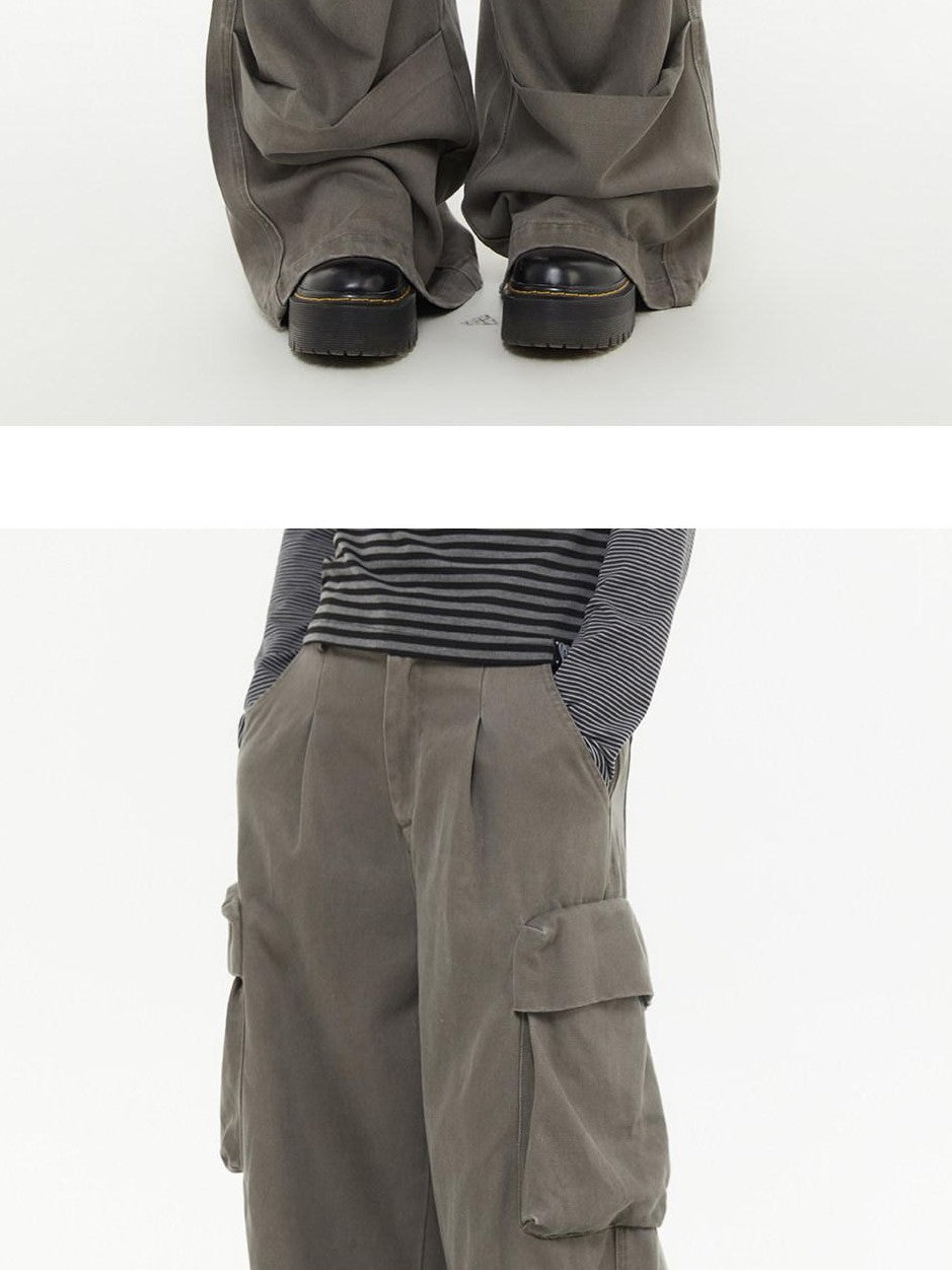 atrandom Pleated Multi Pocket Washed Cargo Women&