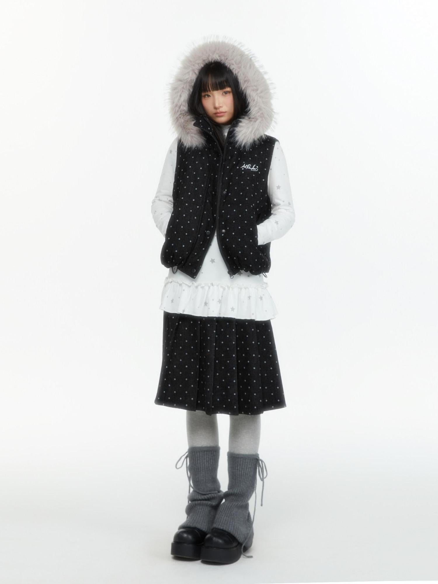 atrandom Polka Dot Pleated Layered Women&