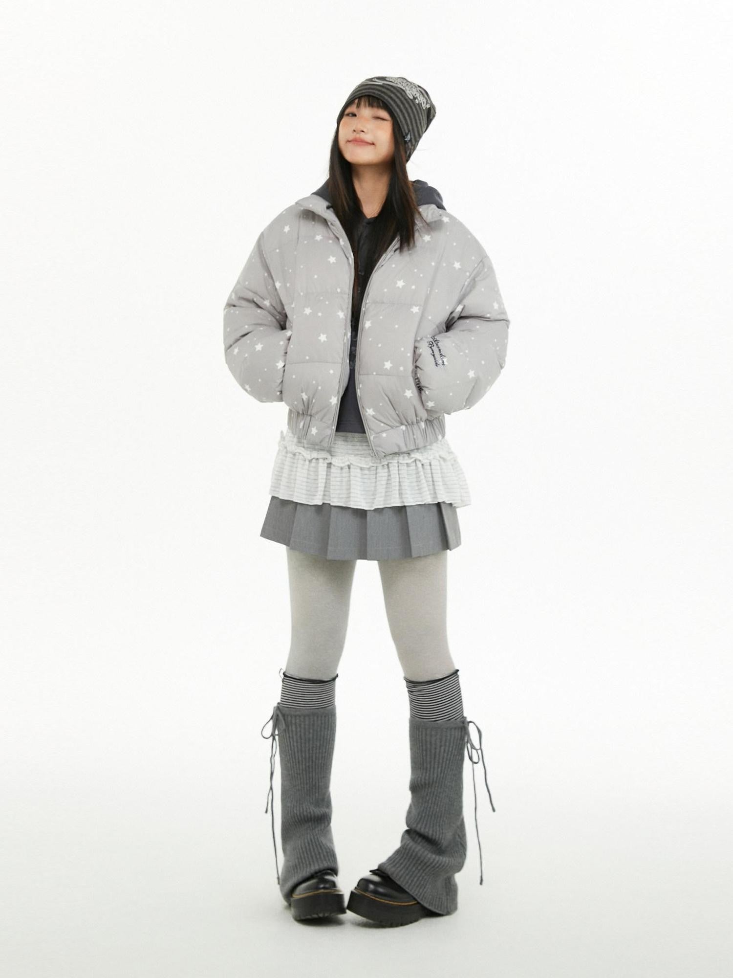 atrandom Puffer Embroidered Star Print Women&