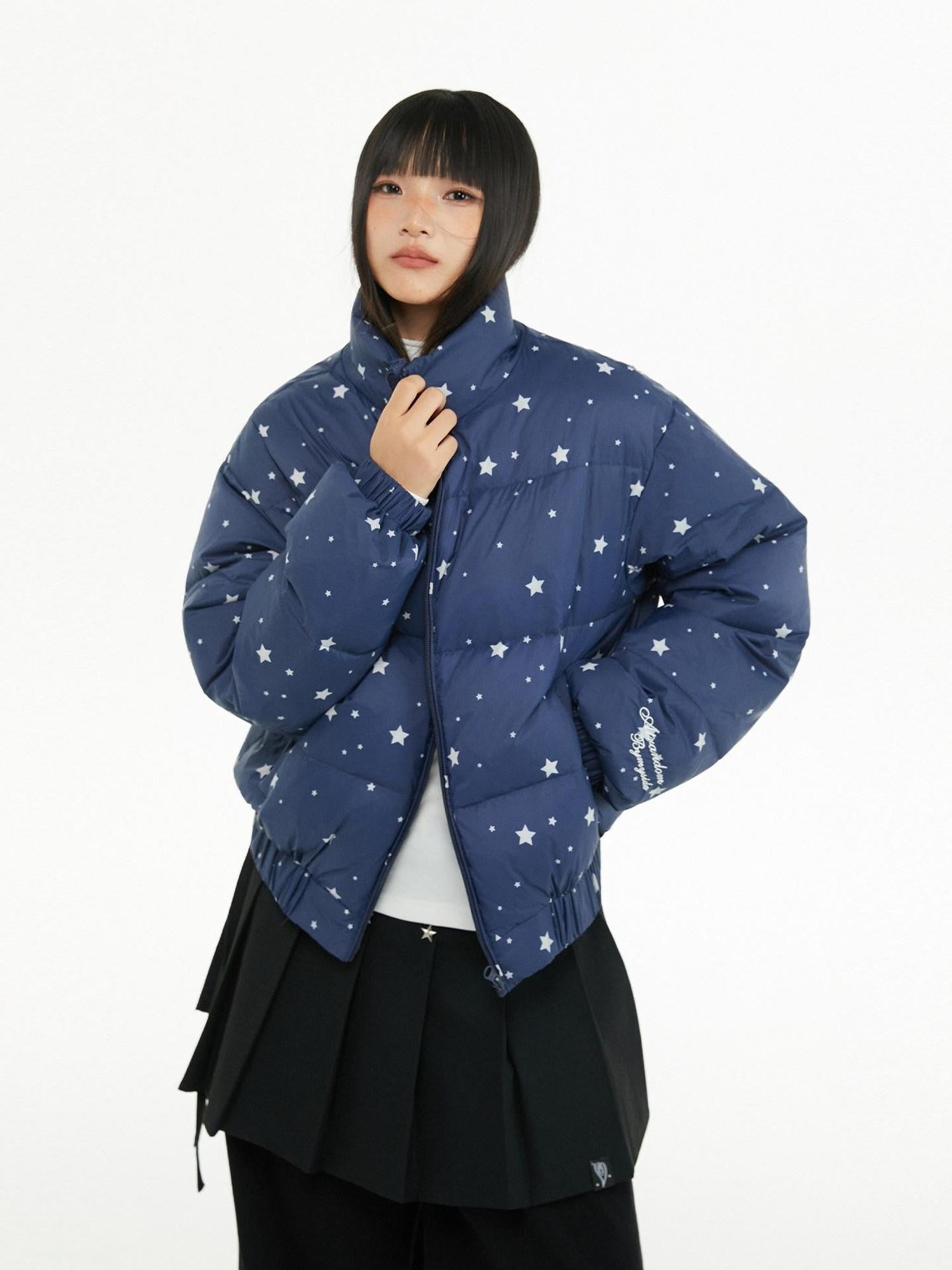 atrandom Puffer Embroidered Star Print Women&