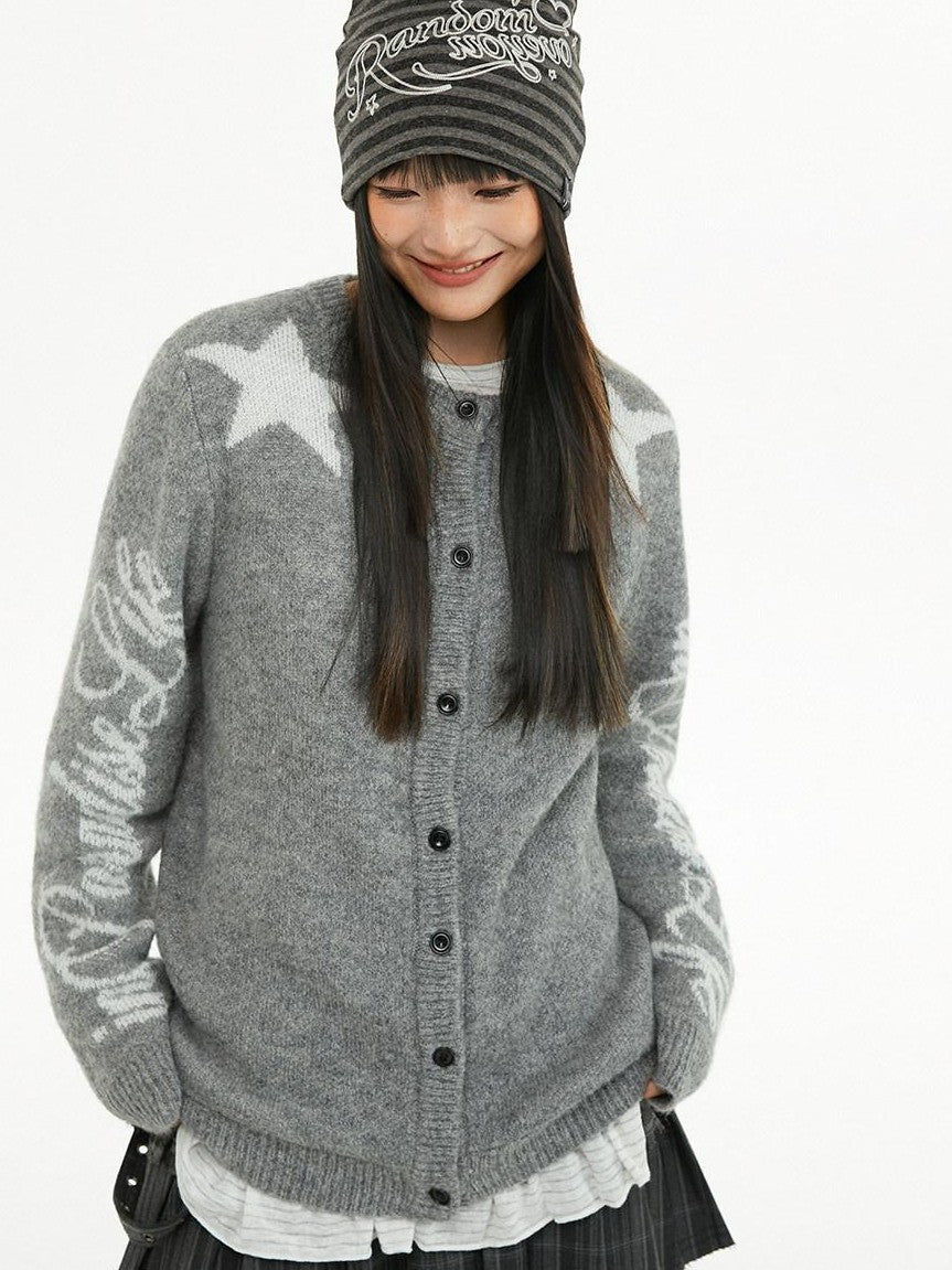 atrandom Relaxed Star Jacquard Crewneck Knit Women&