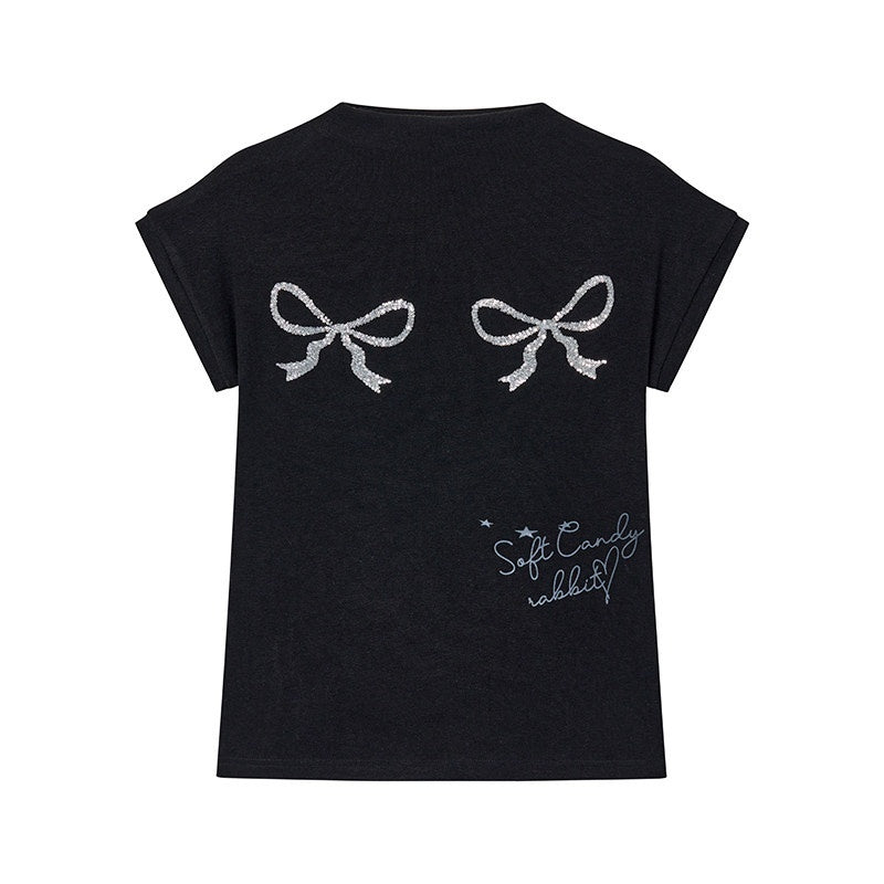 atrandom_Sequin_Embroidered_Bow_Print_Mock_Neck_Women&