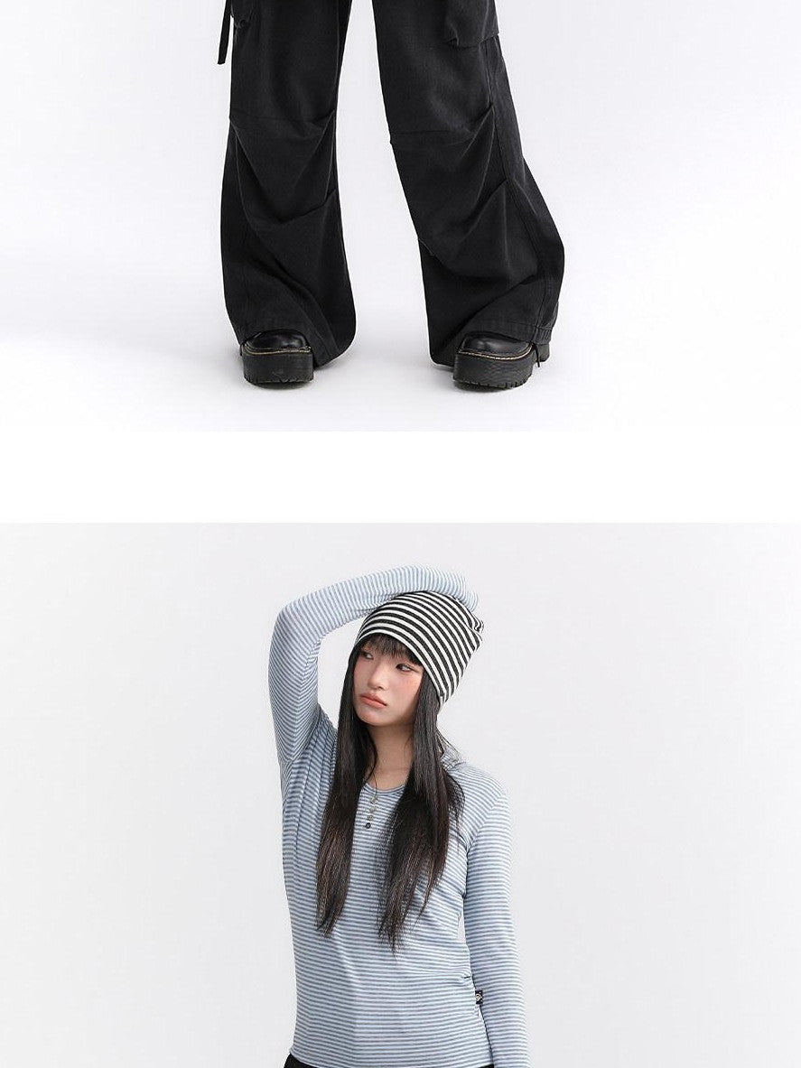atrandom Striped Hooded Button Knit Women&