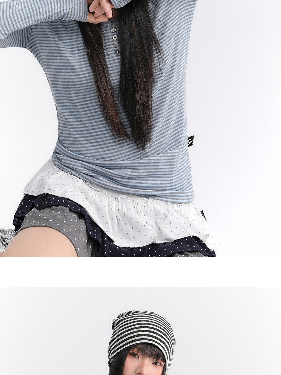 atrandom Striped Hooded Button Knit Women&