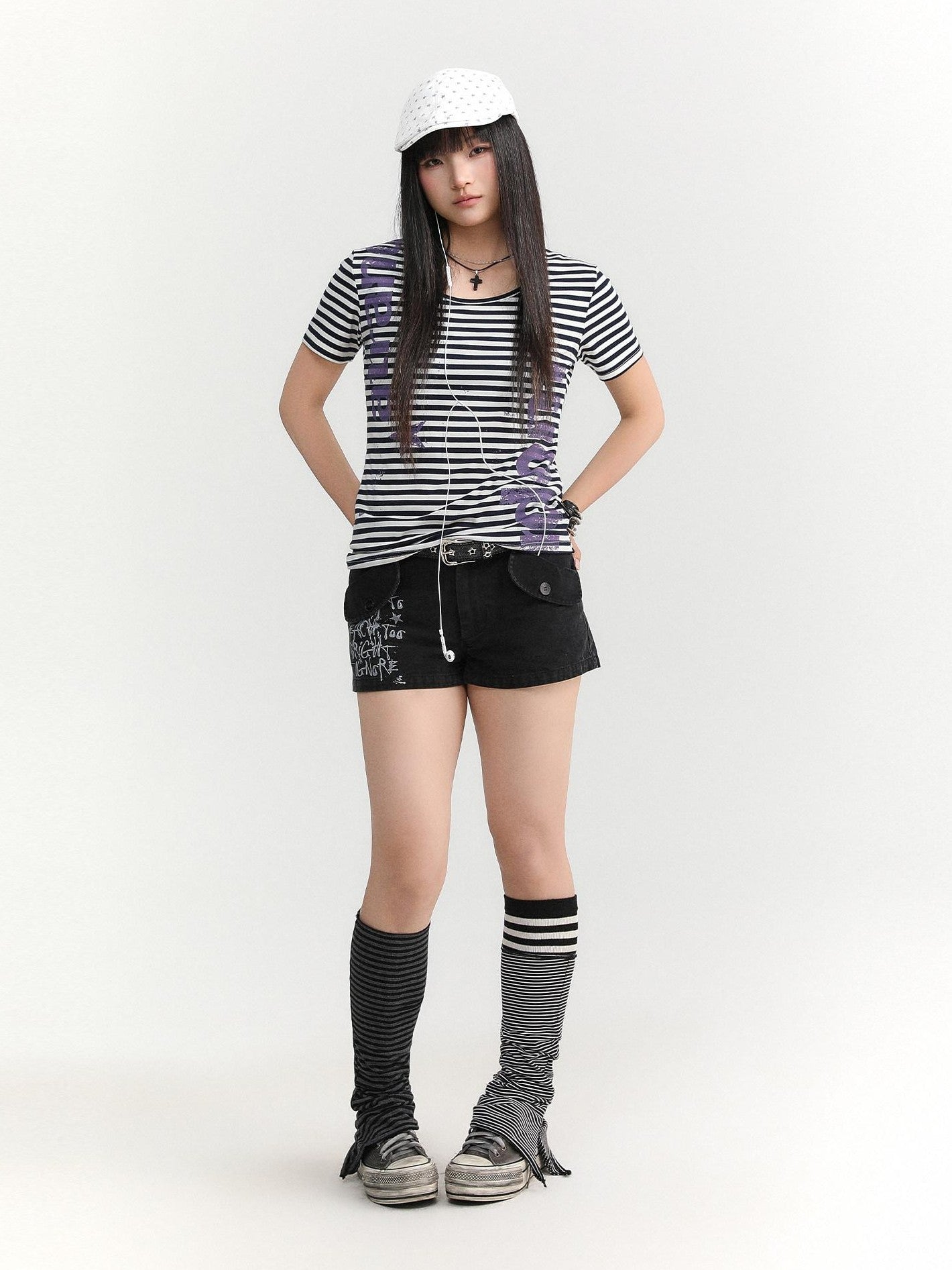 atrandom Striped Printed Waist Cinch Vintage Women&