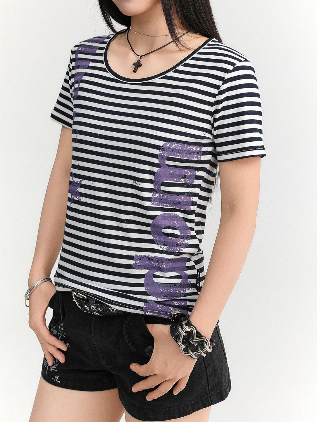 atrandom Striped Printed Waist Cinch Vintage Women&