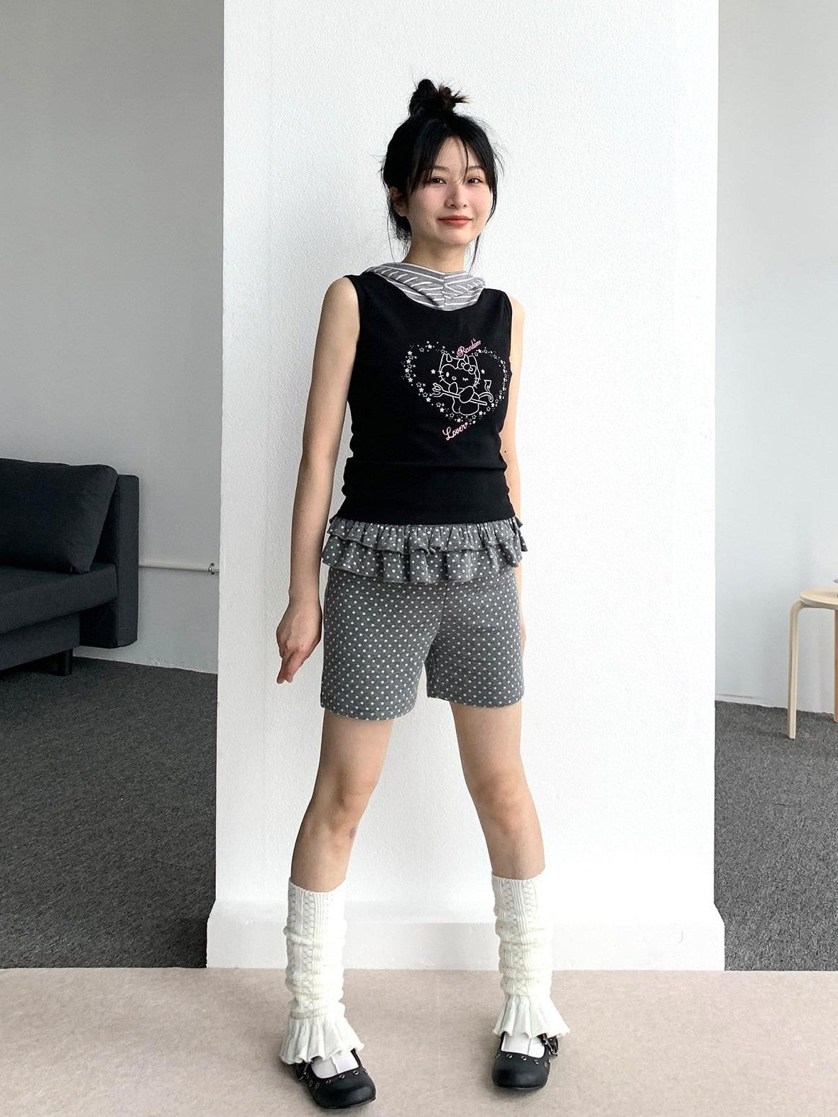 atrandom Sweet Cool Cartoon Heart Print Slim Fit Women&